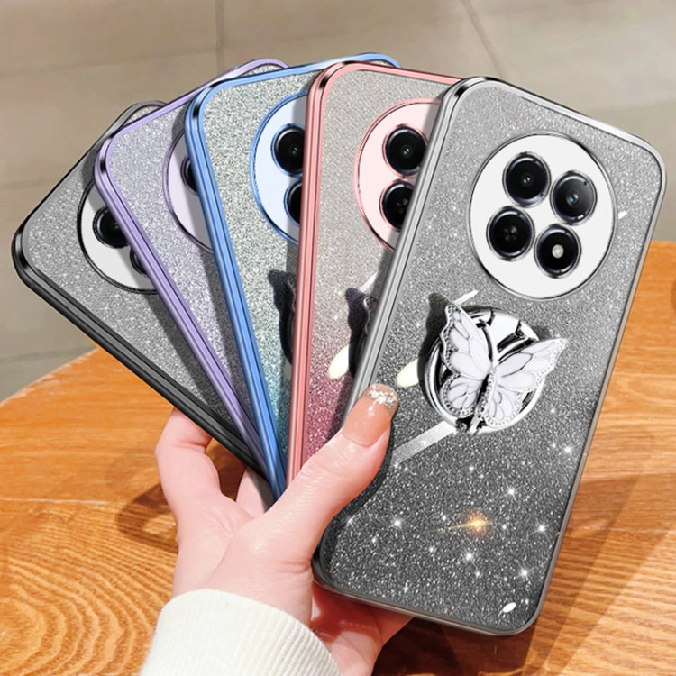 For Realme 12 5G Plated Gradient Glitter Butterfly Holder TPU Phone Case