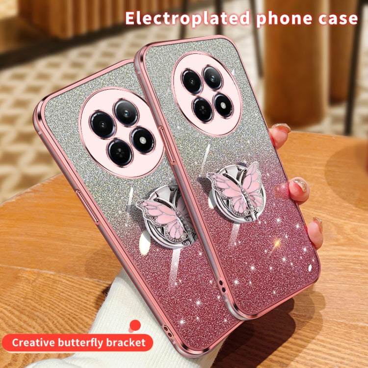 For Realme 12 5G Plated Gradient Glitter Butterfly Holder TPU Phone Case