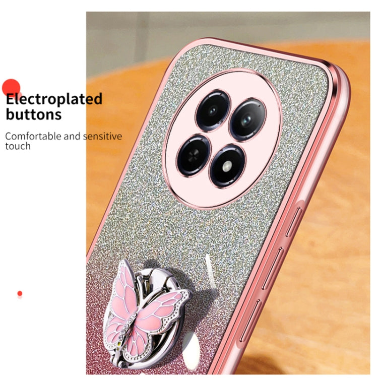 For Realme 12 5G Plated Gradient Glitter Butterfly Holder TPU Phone Case