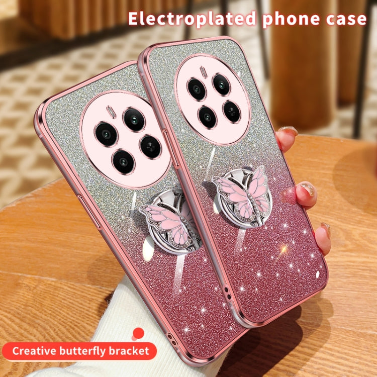 For Realme 12+ Plated Gradient Glitter Butterfly Holder TPU Phone Case