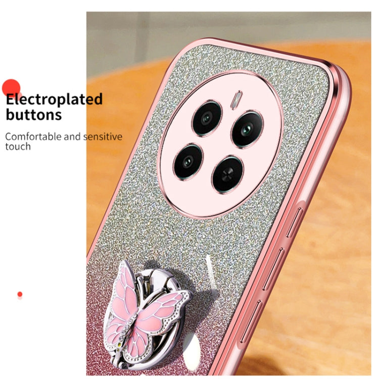 For Realme 12+ Plated Gradient Glitter Butterfly Holder TPU Phone Case