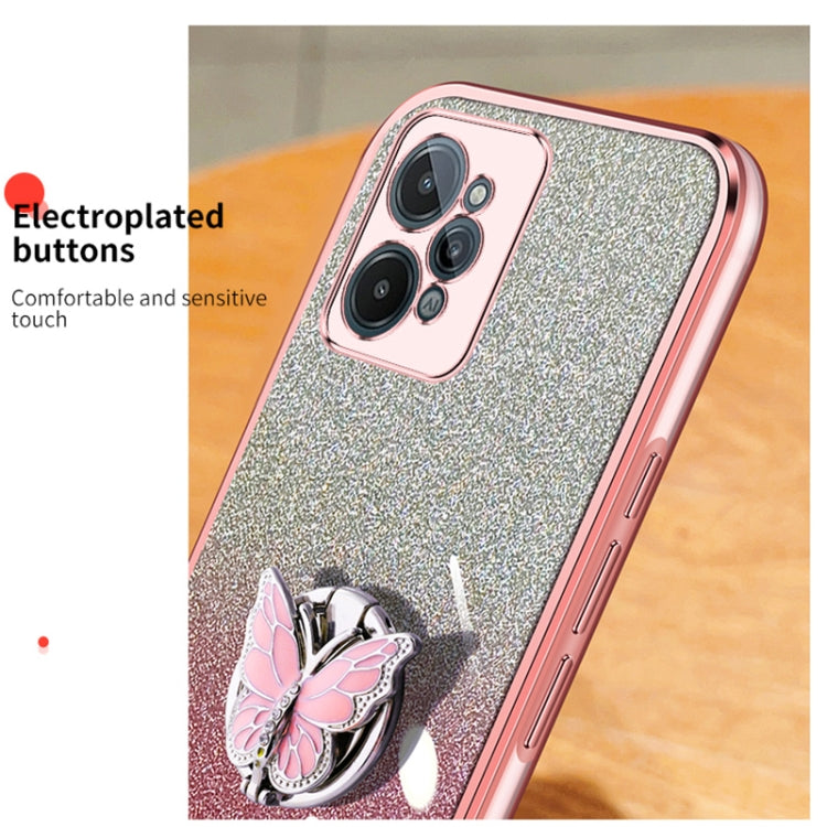 For Realme C31 Plated Gradient Glitter Butterfly Holder TPU Phone Case