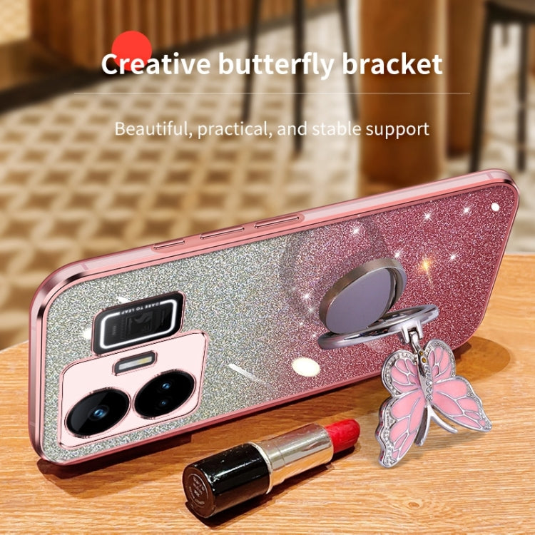For Realme GT Neo5 Plated Gradient Glitter Butterfly Holder TPU Phone Case
