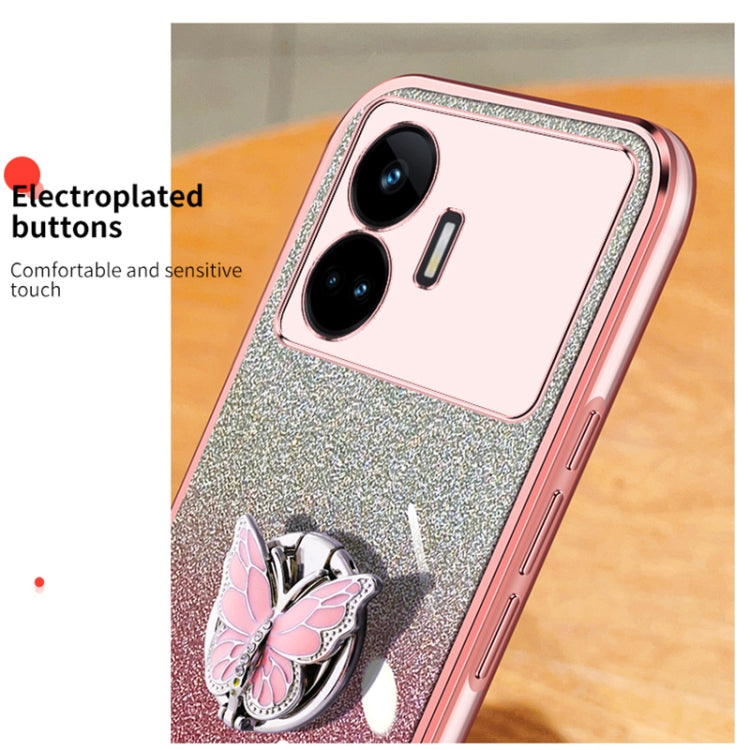 For Realme GT Neo5 SE Plated Gradient Glitter Butterfly Holder TPU Phone Case