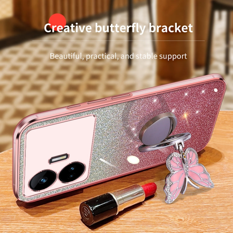 For Realme GT Neo5 SE Plated Gradient Glitter Butterfly Holder TPU Phone Case