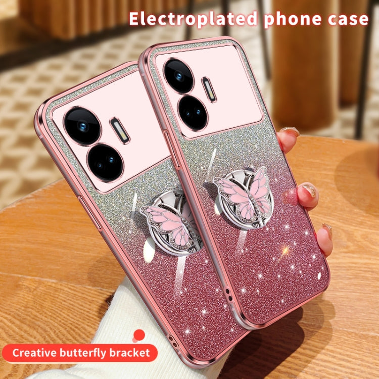 For Realme GT Neo5 SE Plated Gradient Glitter Butterfly Holder TPU Phone Case