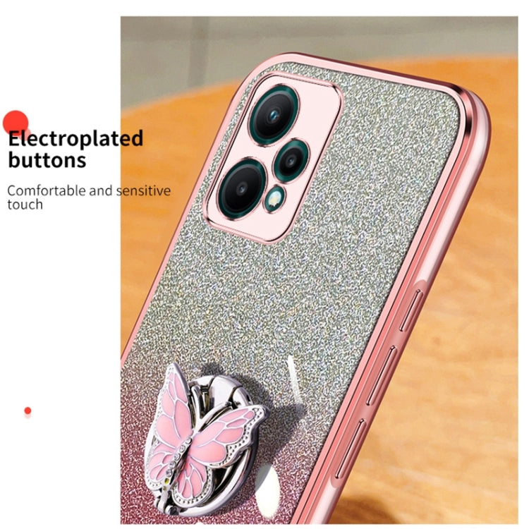 For Realme V25 Plated Gradient Glitter Butterfly Holder TPU Phone Case