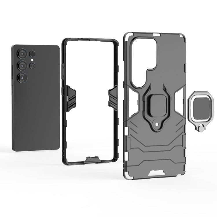 For Samsung Galaxy S25 Ultra 5G PC + TPU Shockproof Protective Phone Case with Magnetic Ring Holder