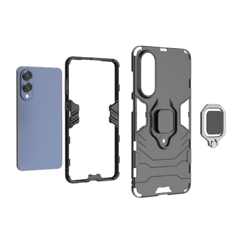 For Samsung Galaxy S25 Edge 5G PC + TPU Shockproof Protective Phone Case with Magnetic Ring Holder