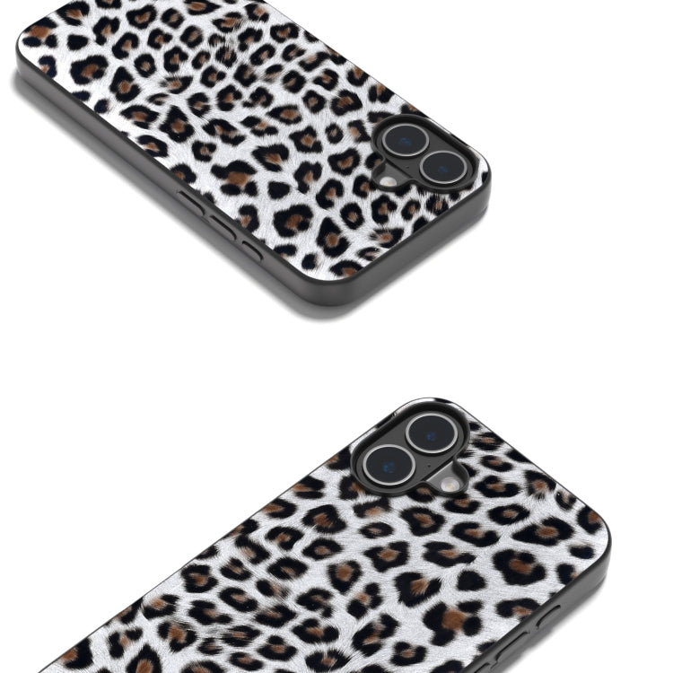 For iPhone 16 Black Frame Leopard Phone Case