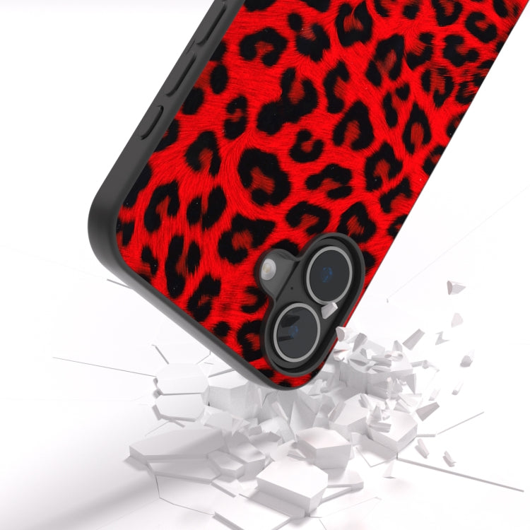 For iPhone 16 Black Frame Leopard Phone Case