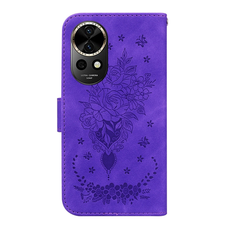 For Huawei nova 12 Butterfly Rose Embossed Leather Phone Case