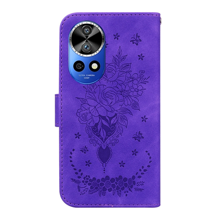 For Huawei nova 12 Pro / nova 12 Ultra Butterfly Rose Embossed Leather Phone Case