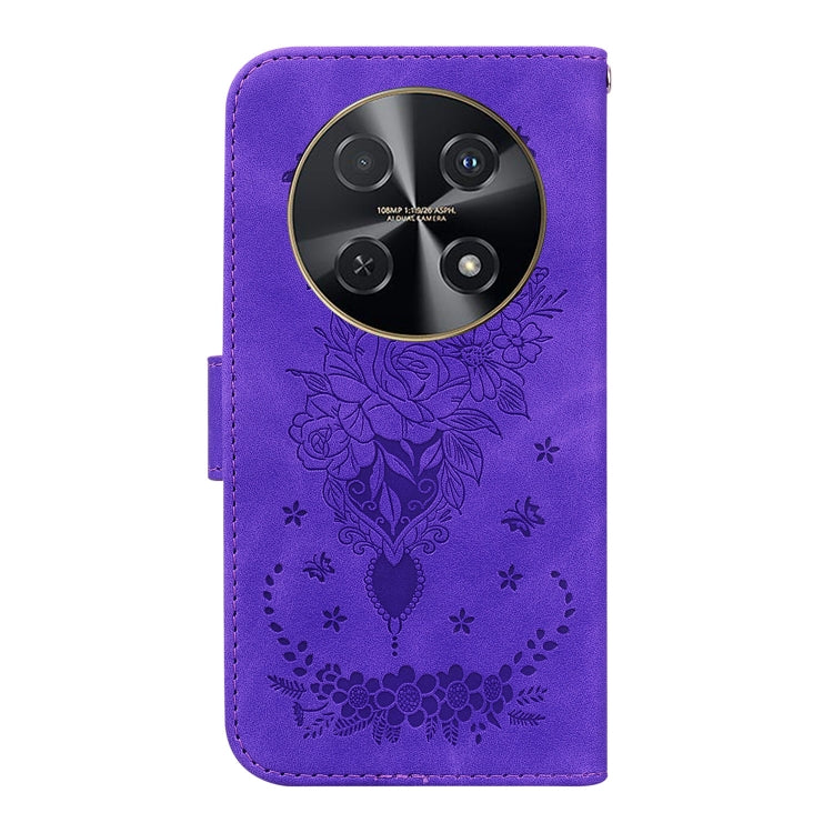 For Huawei nova 12i Butterfly Rose Embossed Leather Phone Case