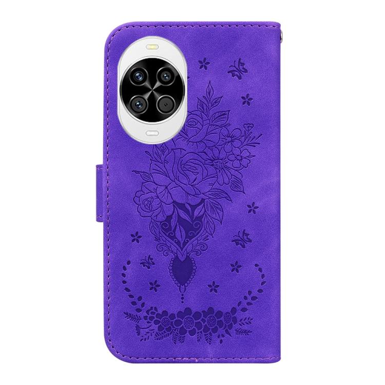 For Huawei nova 14 Butterfly Rose Embossed Leather Phone Case