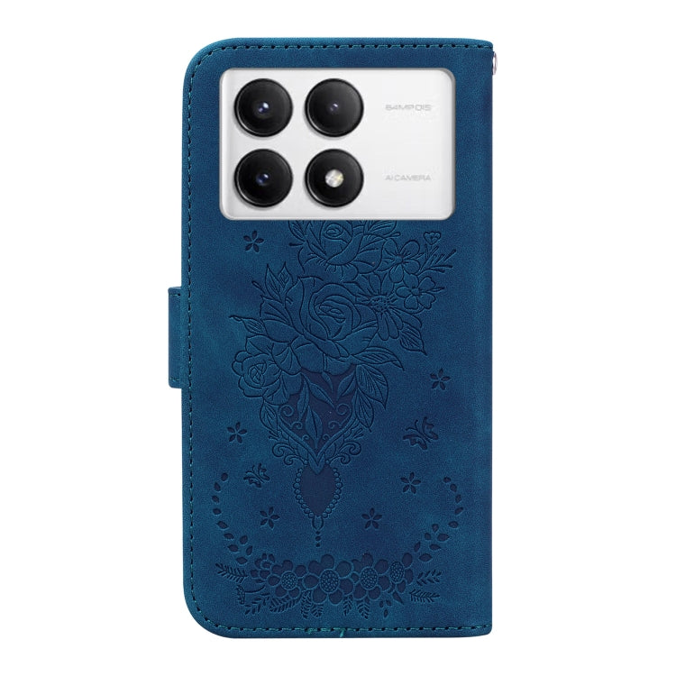 For Redmi K70 / K70 Pro Butterfly Rose Embossed Leather Phone Case