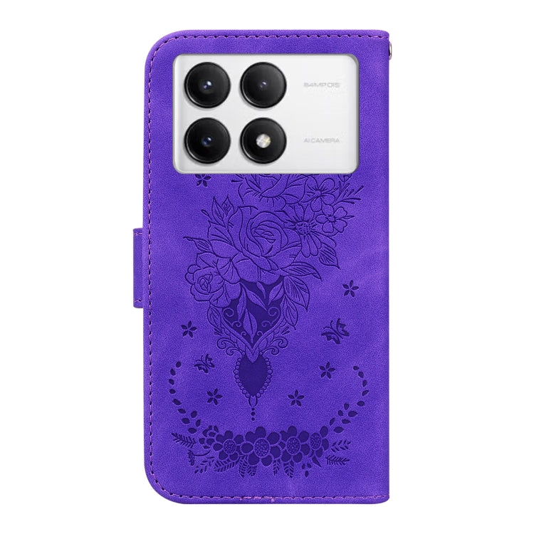 For Redmi K70 / K70 Pro Butterfly Rose Embossed Leather Phone Case