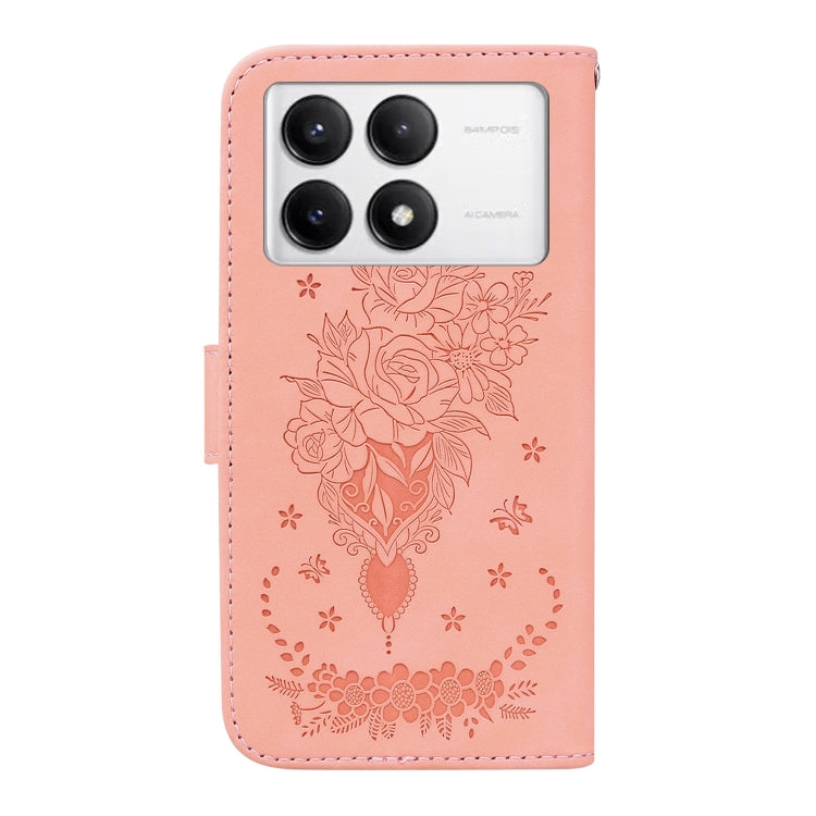 For Redmi K70 / K70 Pro Butterfly Rose Embossed Leather Phone Case