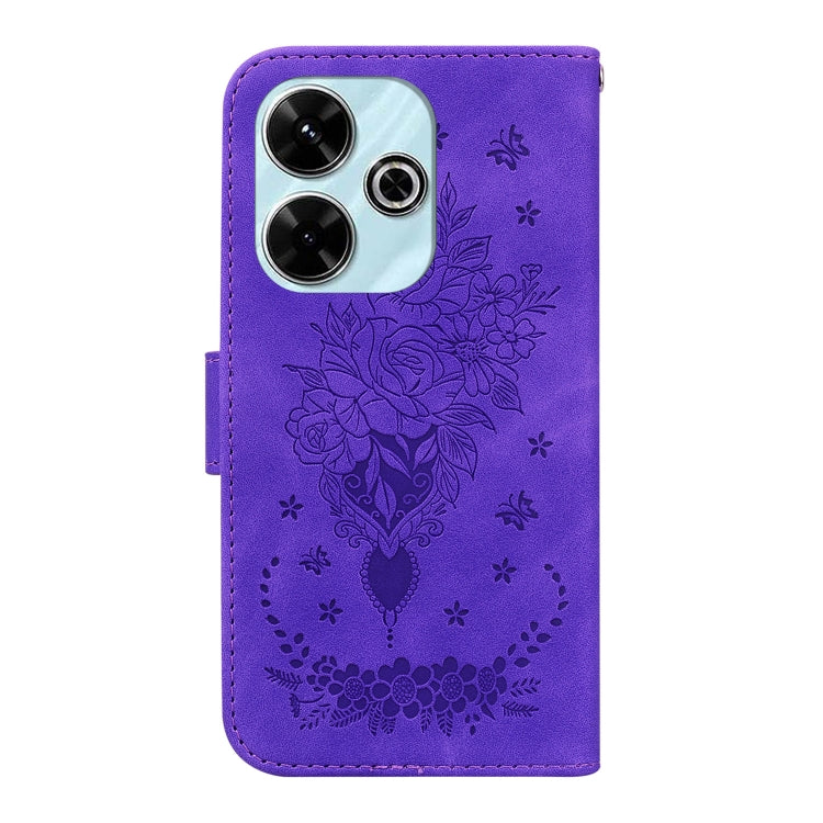 For Redmi 13 4G Butterfly Rose Embossed Leather Phone Case