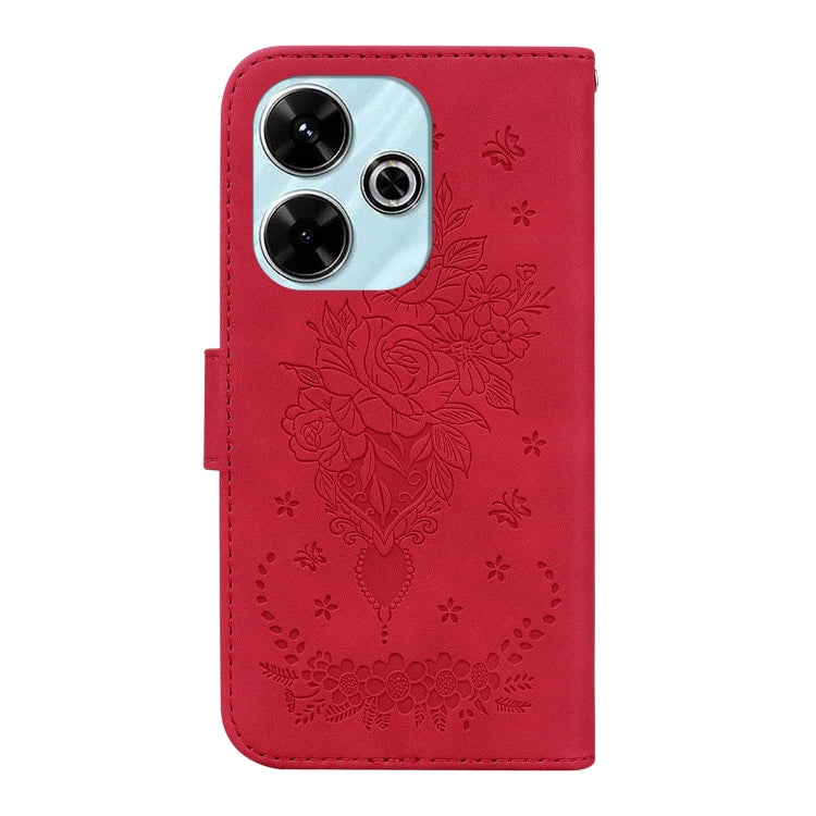 For Redmi 13 4G Butterfly Rose Embossed Leather Phone Case