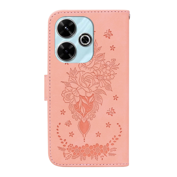 For Redmi 13 4G Butterfly Rose Embossed Leather Phone Case