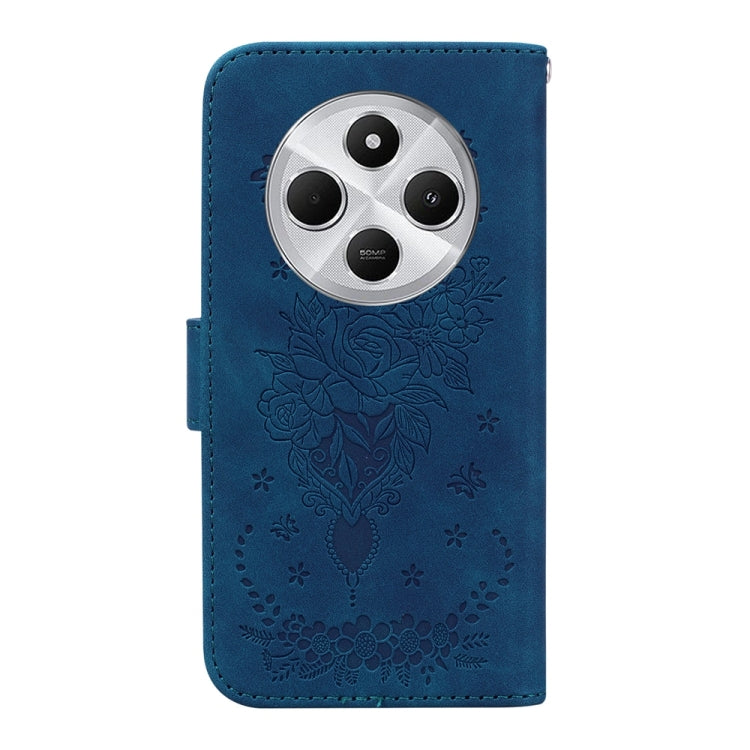 For Redmi 14C 4G Butterfly Rose Embossed Leather Phone Case