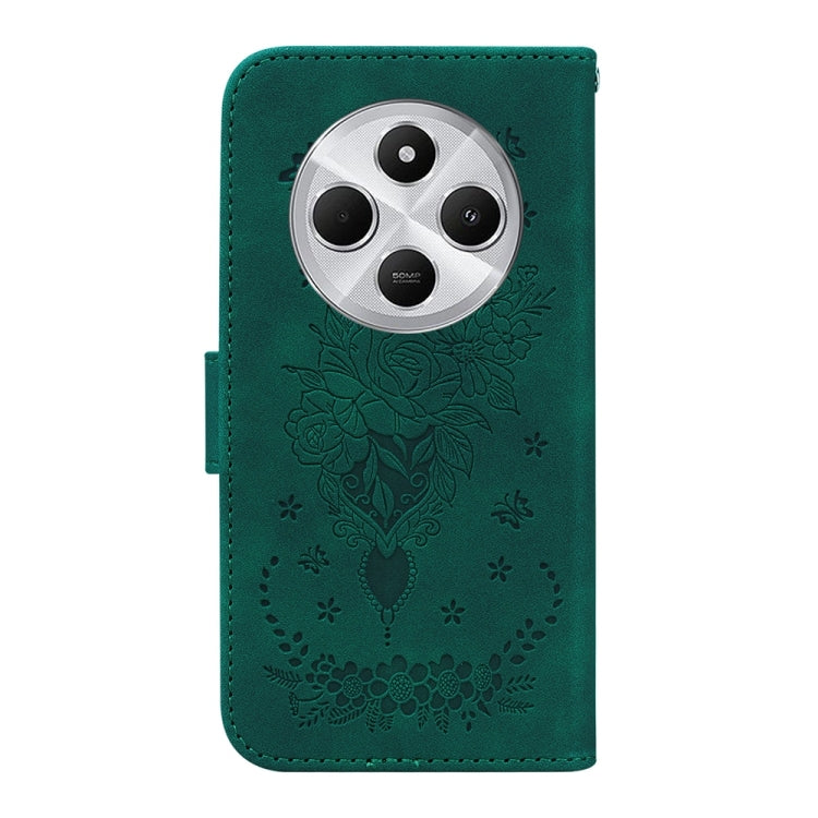 For Redmi 14C 4G Butterfly Rose Embossed Leather Phone Case