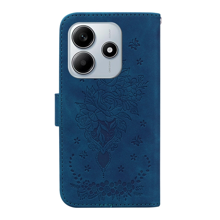 For Redmi Note 14 5G Butterfly Rose Embossed Leather Phone Case