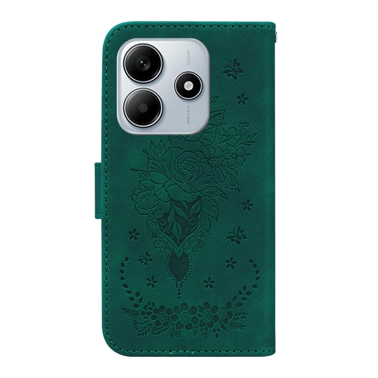For Redmi Note 14 5G Butterfly Rose Embossed Leather Phone Case