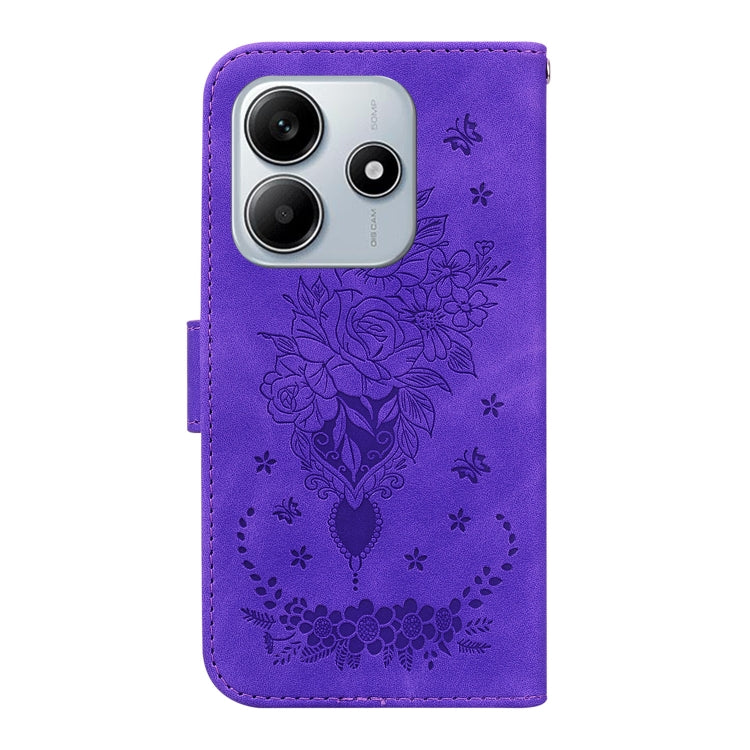 For Redmi Note 14 5G Butterfly Rose Embossed Leather Phone Case