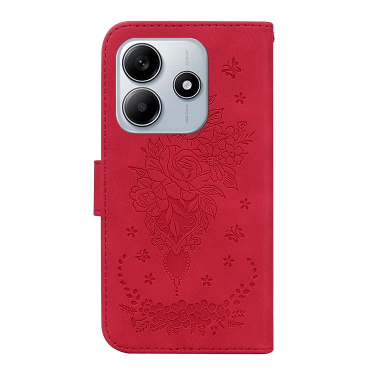 For Redmi Note 14 5G Butterfly Rose Embossed Leather Phone Case