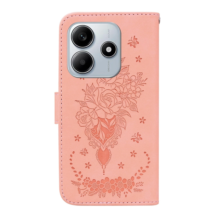 For Redmi Note 14 5G Butterfly Rose Embossed Leather Phone Case