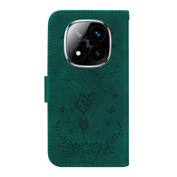 For Redmi Note 14 Pro / Note 14 Pro+ 5G Butterfly Rose Embossed Leather Phone Case