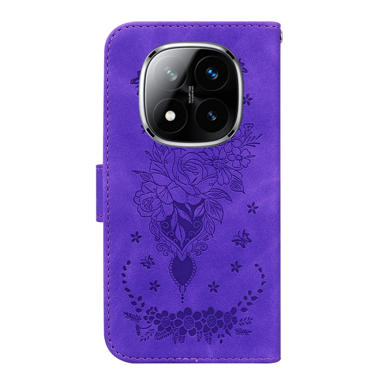 For Redmi Note 14 Pro / Note 14 Pro+ 5G Butterfly Rose Embossed Leather Phone Case