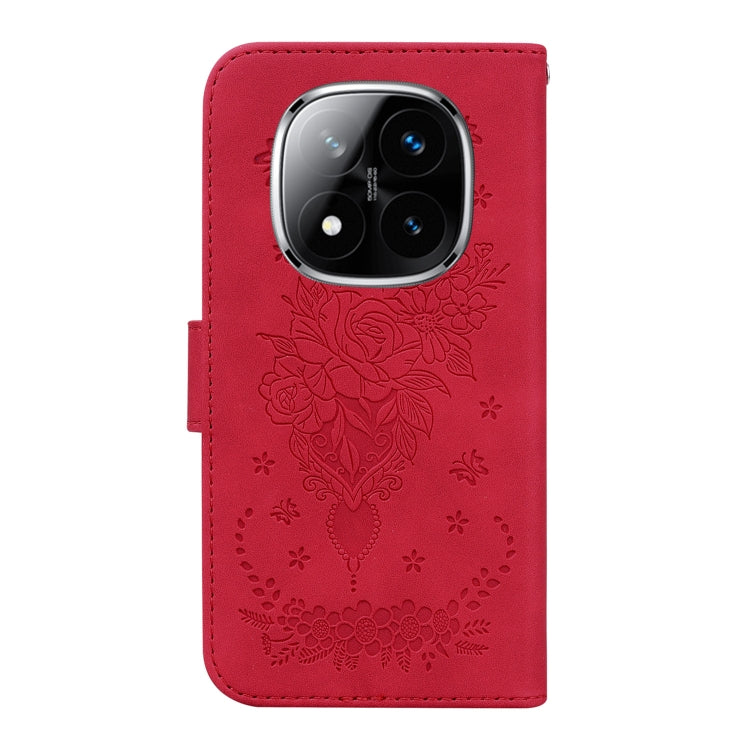 For Redmi Note 14 Pro / Note 14 Pro+ 5G Butterfly Rose Embossed Leather Phone Case