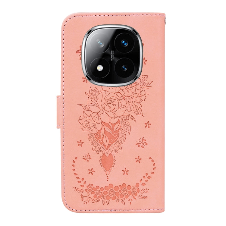 For Redmi Note 14 Pro / Note 14 Pro+ 5G Butterfly Rose Embossed Leather Phone Case