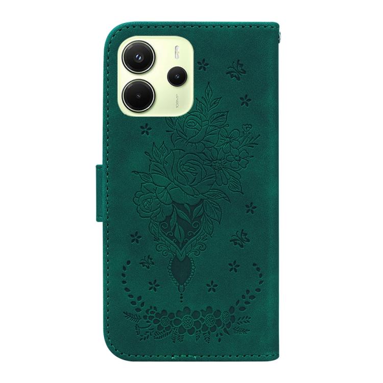 For Redmi Note 14 4G 164.84mm Butterfly Rose Embossed Leather Phone Case
