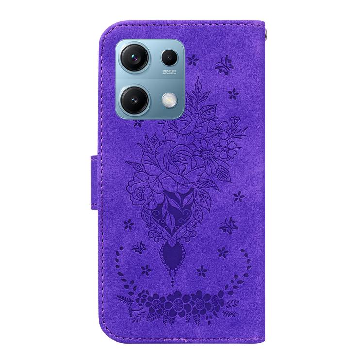 For Redmi Note 14S 4G Butterfly Rose Embossed Leather Phone Case