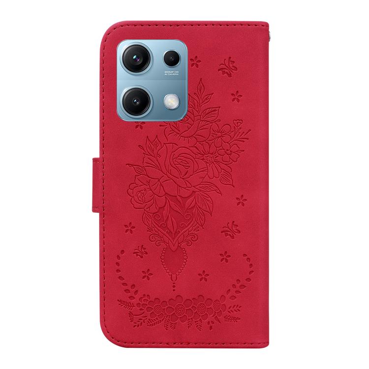 For Redmi Note 14S 4G Butterfly Rose Embossed Leather Phone Case