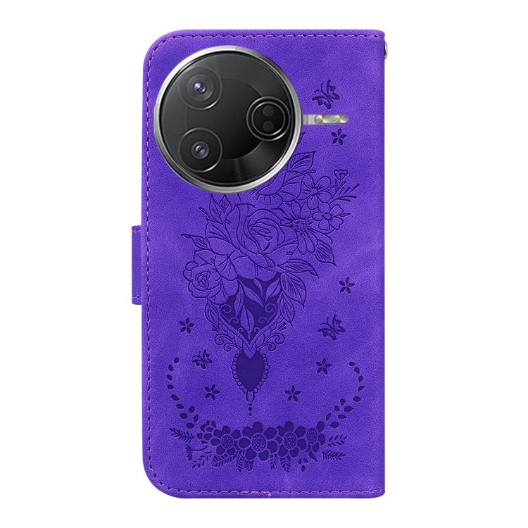 For Redmi K80 / K80 Pro / Xiaomi Poco F7 Pro Butterfly Rose Embossed Leather Phone Case