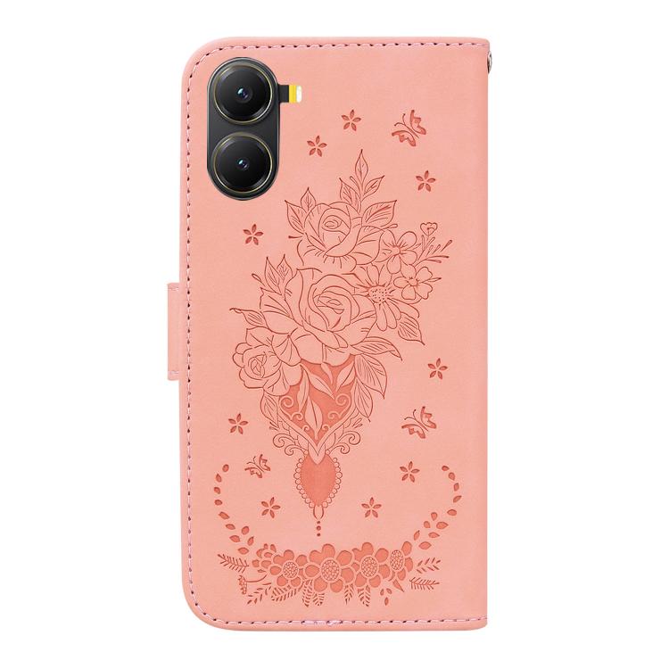For Redmi Turbo 4 / Xiaomi Poco X7 Pro Butterfly Rose Embossed Leather Phone Case