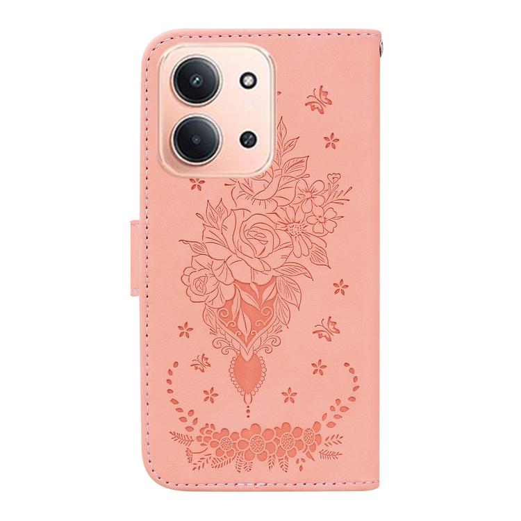 For Redmi 15C 5G / 4G EU 173mm / Poco C85 5G Butterfly Rose Embossed Leather Phone Case