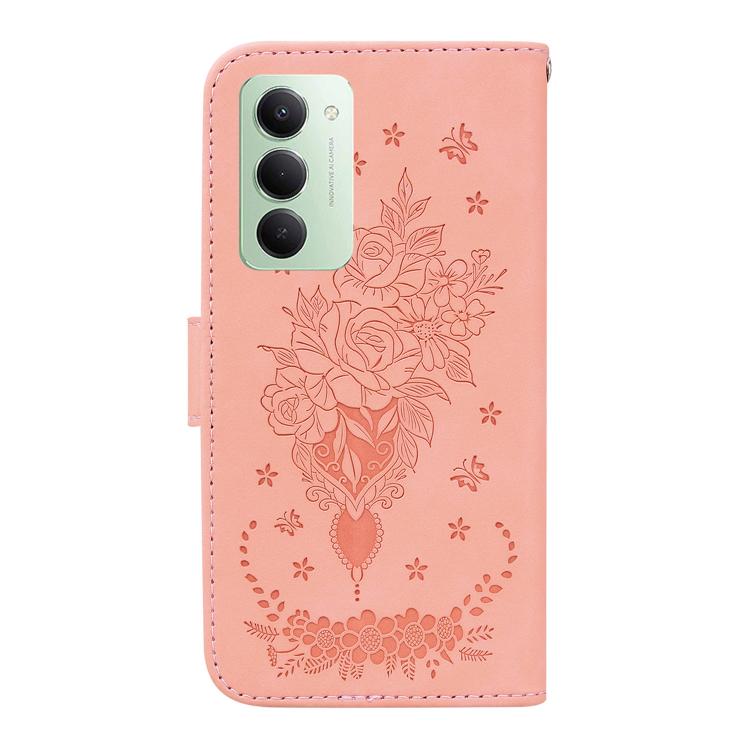 For Redmi 15 5G Global / 15 4G SEA 169.5mm Butterfly Rose Embossed Leather Phone Case