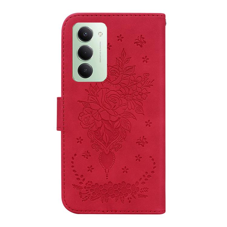 For Redmi 15 5G / 4G EU 171mm Butterfly Rose Embossed Leather Phone Case