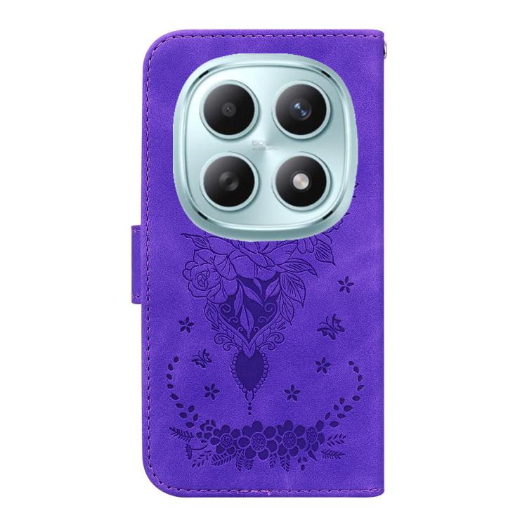 For Redmi Note 15 4G / 5G Global 164mm / Poco M8 5G Butterfly Rose Embossed Leather Phone Case
