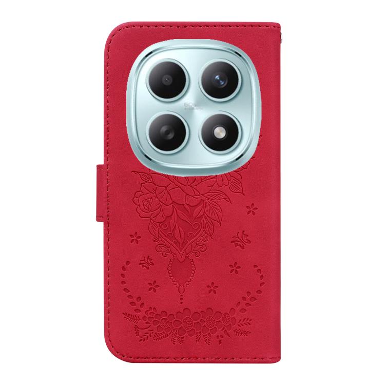 For Redmi Note 15 4G / 5G Global 164mm / Poco M8 5G Butterfly Rose Embossed Leather Phone Case