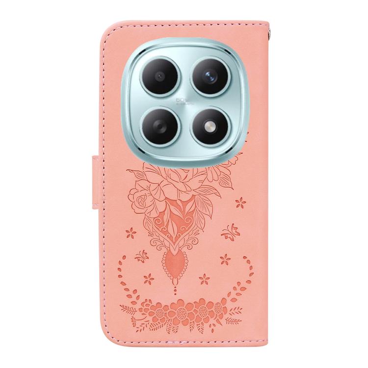 For Redmi Note 15 4G / 5G Global 164mm / Poco M8 5G Butterfly Rose Embossed Leather Phone Case