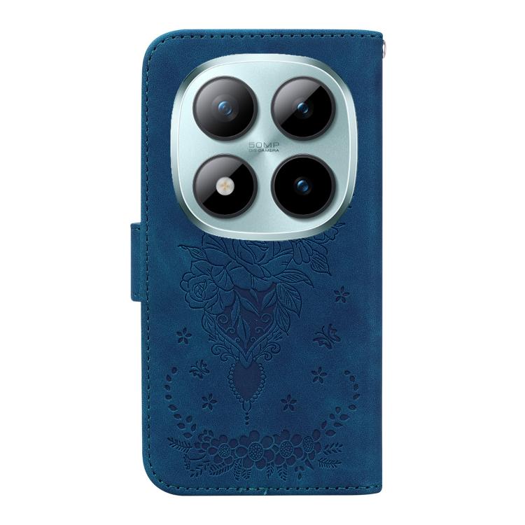 For Redmi Note 15 Pro 5G Global 163.6mm Butterfly Rose Embossed Leather Phone Case