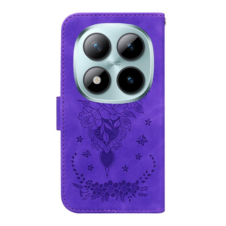 For Redmi Note 15 Pro 5G Global 163.6mm Butterfly Rose Embossed Leather Phone Case