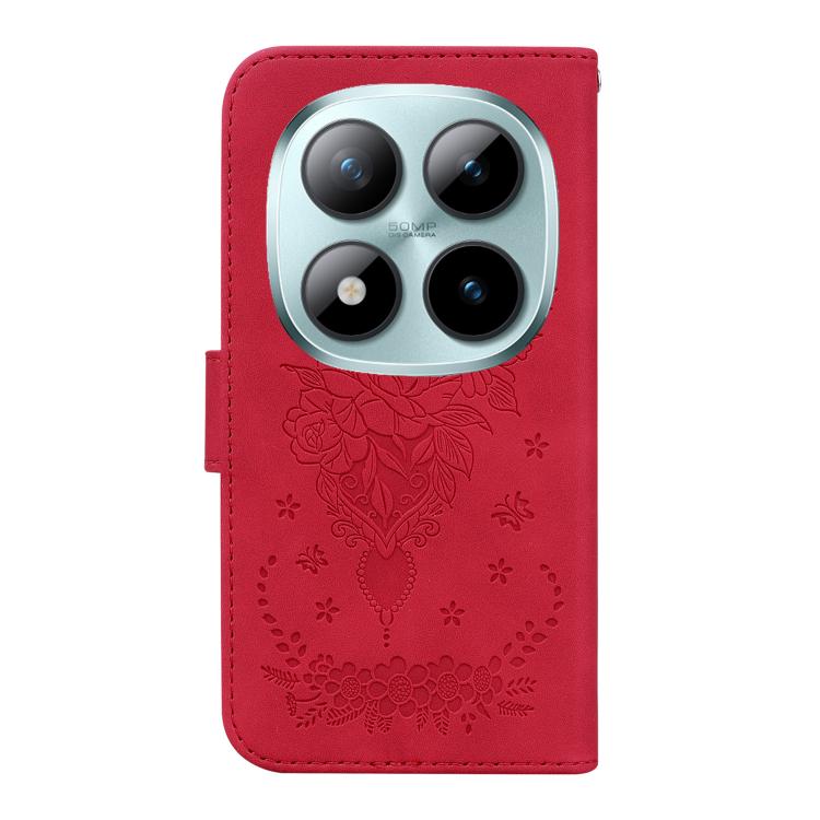 For Redmi Note 15 Pro 5G Global 163.6mm Butterfly Rose Embossed Leather Phone Case